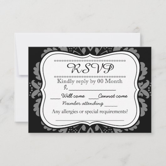 Girly Day of the Dead Cat custom RSVP Kaartje (Voorkant)