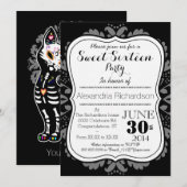 Girly Day of the Dead Cat Sweet Sixteen Kaart (Voorkant / Achterkant)