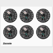 Girly Day of the Dead schattige kat op maat gepers Ronde Sticker (Vel)