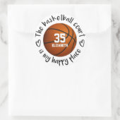 Girly de basketbalveld is mijn gelukkige plaats ronde sticker (Tas)