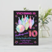 Girly de kleurstof roze Bowling Verjaardagsfeestje Kaart (Staand voorkant)