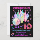 Girly de kleurstof roze Bowling Verjaardagsfeestje Kaart (Voorkant)