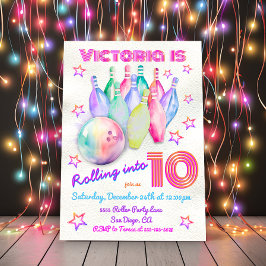 Girly de kleurstof roze Bowling Verjaardagsfeestje Kaart