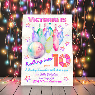 Girly de kleurstof roze Bowling Verjaardagsfeestje Kaart