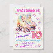 Girly de kleurstof roze Rolschaatsen Verjaardagsfe Kaart (Voorkant)