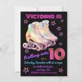 Girly de kleurstof roze Rolschaatsen Verjaardagsfe Kaart (Voorkant)