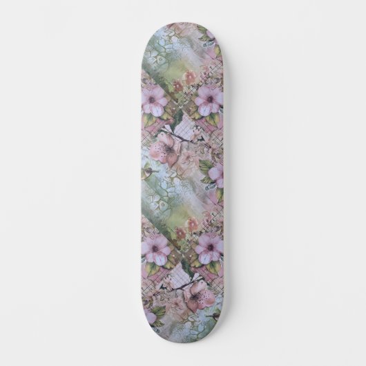Girly  Decoupage Geïnspireerd Bloemen Skateboard (Voorkant)