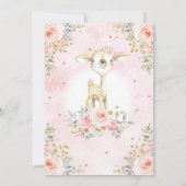 Girly Deer 1st Birthday Blush Gold Floral Woodland Kaart (Achterkant)