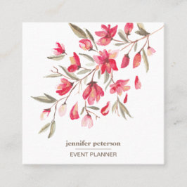 Girly Delicate bloom Floral Social Media Icons Vierkante Visitekaartje