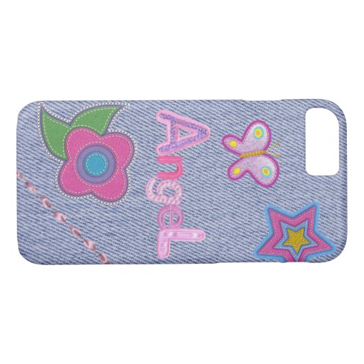 Girly Denim Charm iPhone 7 Phone Case (Achterkant (Horizontaal))