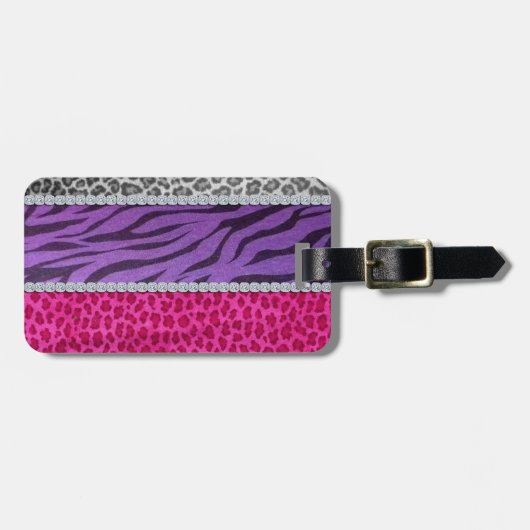 Girly Diamond Animal Print Bagagelabel (Voorkant horizontaal)