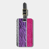 Girly Diamond Animal Print Bagagelabel (Voorkant verticaal)