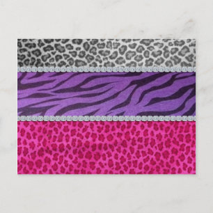 Girly Diamond Animal Print Briefkaart