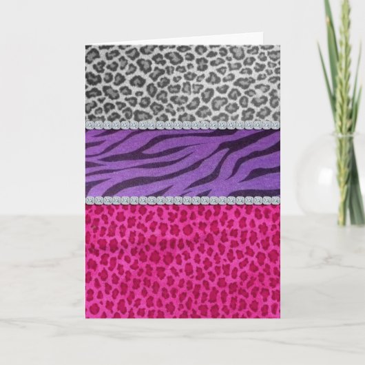 Girly Diamond Animal Print Kaart (Voorkant)