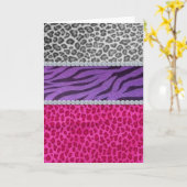 Girly Diamond Animal Print Kaart (Gele Bloem)