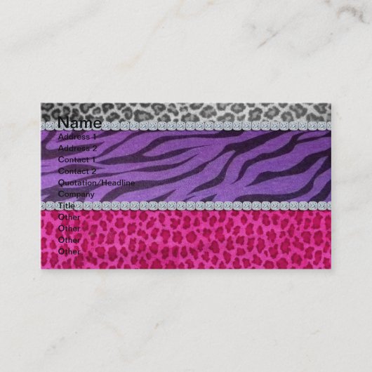 Girly Diamond Animal Print Visitekaartje (Voorkant)