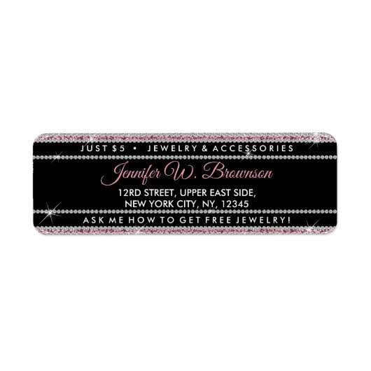 Girly Diamond Pattern Etiket (Voorkant)