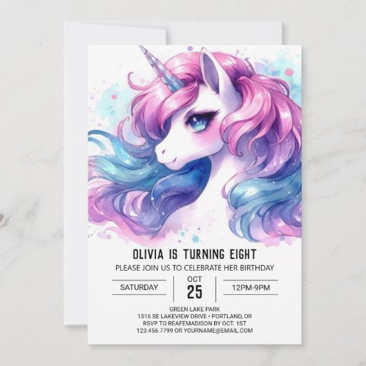 Girly Digital Horse Verjaardag Kaart (Voorkant)