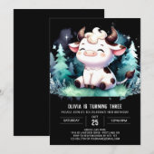 Girly Digitale Koe Verjaardag Kaart (Voorkant / Achterkant)