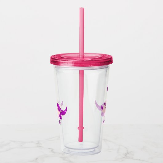 Girly Dinosaur Glitter Personalize Acryltumbler Acryl Drinkbeker (Rechts)
