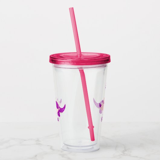 Girly Dinosaur Glitter Personalize Acryltumbler Acryl Drinkbeker (Links)