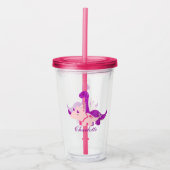Girly Dinosaur Glitter Personalize Acryltumbler Acryl Drinkbeker (Voorkant)