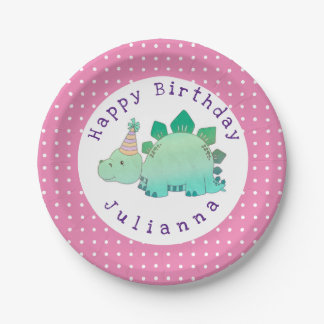 Girly Dinosaur | Kinderen van Birthday Papieren Bordje