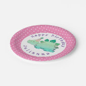 Girly Dinosaur | Kinderen van Birthday Papieren Bordje (Gekanteld)
