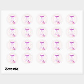 Girly Dinosaur Pink Bedankt Ronde Sticker (Vel)