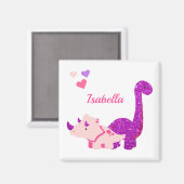 Girly Dinosaur Pink - Gepersonaliseerd Magneet (Voorkant / Achterkant)