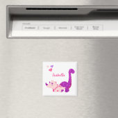 Girly Dinosaur Pink - Gepersonaliseerd Magneet (Insitu (Vaatwasser))