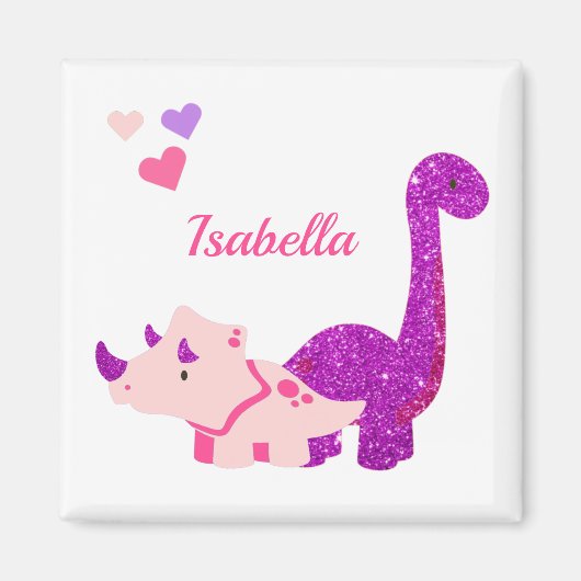 Girly Dinosaur Pink - Gepersonaliseerd Magneet (Voorkant)