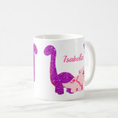 Girly Dinosaur Roze Gepersonaliseerde Koffie Mok (Voorkant rechts)