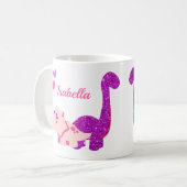 Girly Dinosaur Roze Gepersonaliseerde Koffie Mok (Voorkant links)