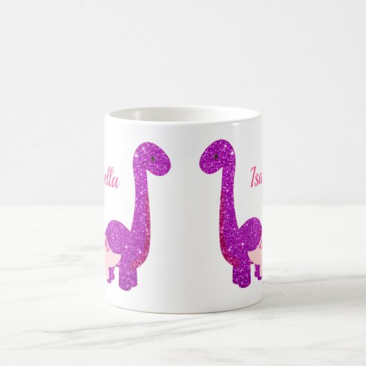 Girly Dinosaur Roze Gepersonaliseerde Koffie Mok (Center)