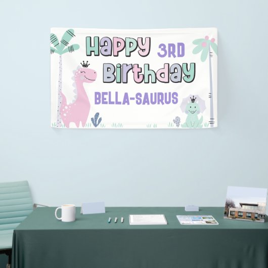 Girly Dinosaurus A-Roar-able Elke Leeftijd Gelukki Spandoek (Beurs)