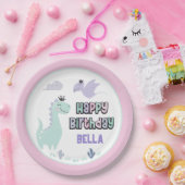 Girly Dinosaurus A-Roar-able Gelukkige Verjaardag Papieren Bordje (Feest)