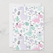 Girly Dinosaurus A-Roar-Able Verjaardagsfeestje op Kaart (Achterkant)