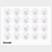 Girly Dinosaurus A-Roar-able Verjaardagsfeestje Ronde Sticker (Vel)