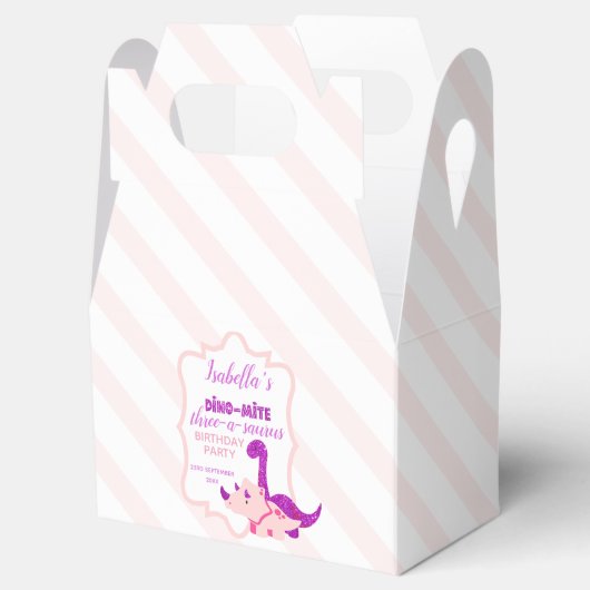 Girly Dinosaurus Roze Verjaardagsfeestje Bedankdoosjes (Geopend)