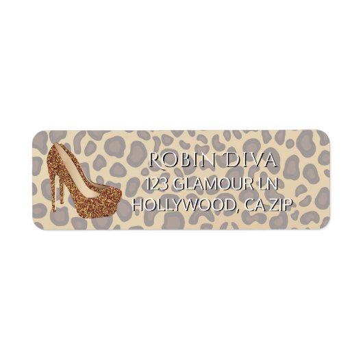 Girly Diva Leopard Print | Glam Hoge hak schoenen Etiket (Voorkant)