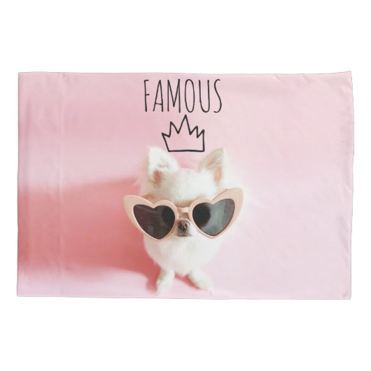 Girly Dog Foto Hand Tekwn Famous Crown Pink Kussensloop (Achterkant)