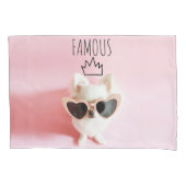 Girly Dog Foto Hand Tekwn Famous Crown Pink Kussensloop (Voorkant)
