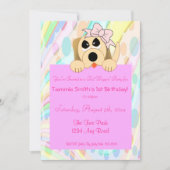Girly Dog met Bow 1st Birthday Sign Kaart (Voorkant)