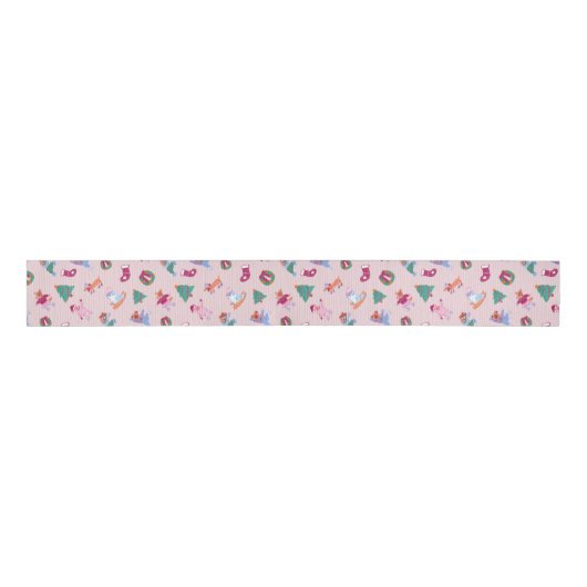 Girly Dogs Schaatspatroon Blush Pink Grosgrain Lint (Voorkant)