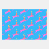 Girly Doll Party Roze Kerst Rendier Patroon Inpakpapier Vel (Voorkant 2)