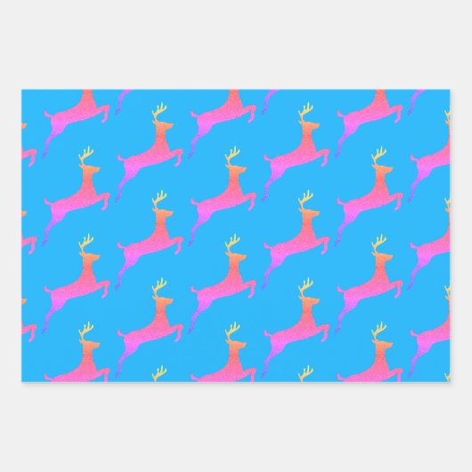 Girly Doll Party Roze Kerst Rendier Patroon Inpakpapier Vel (Voorkant 2)