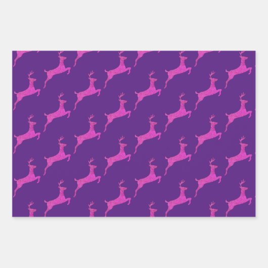 Girly Doll Party Roze Kerst Rendier Patroon Inpakpapier Vel (Voorkant)