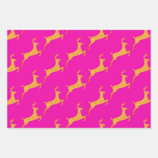 Girly Doll Party Roze Kerst Rendier Patroon Inpakpapier Vel (Voorkant 3)