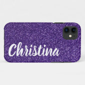 Girly donker Paarse glitter naam gepersonaliseerd Case-Mate iPhone Case (Achterkant (horizontaal))